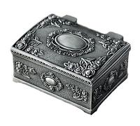 Belons Boîte à bijoux antique en alliage de zinc - Boîte à bijoux rectangulaire sculptée rose pour femmes filles enfants, Métal