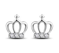 Belons Boucles d'oreilles pour femme en forme de couronne en argent sterling 925 avec zircone cubique - Boucles d'oreilles pour fille