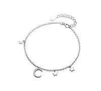 Belons Bracelet à breloques pour femme en argent sterling 925 avec zircone, lune, étoiles, petites étoiles, chaîne de bracelet avec extension.