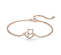 Belons Bracelet à breloques pour femme en argent sterling 925 - Motif chaton - Bracelet de cheville