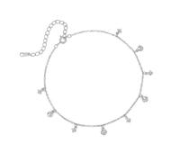 Belons Bracelet de cheville pour femme en argent sterling 999 avec zircone cubique trèfle à quatre feuilles - Bracelet de cheville réglable