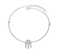 Belons Bracelet de cheville pour femme en argent sterling S925 et oxyde de zirconium - Attrape-rêves - Chaîne de cheville réglable