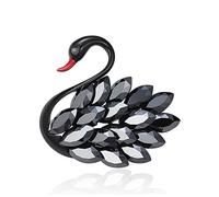 Belons Broche en forme de cygne noir avec strass pour femme et fille, Métal Métal Cristal