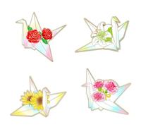 Belons Broche Grues en Papier Alliage Fleurs Origami Crane Broches Banquet Broche Sac Décoration Bijoux pour Femmes Filles