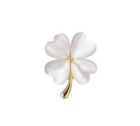 Belons Broche trèfle à quatre feuilles opale trèfle porte-bonheur pierre œil de chat broche col revers sac décoration bijoux cadeau pour femmes filles, Métal Métal Opale