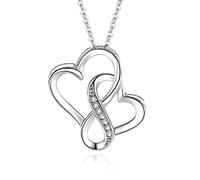 Belons Collier avec pendentif en forme de cœur en argent sterling 925 et oxyde de zirconium pour filles et enfants, Argent sterling Zircone cubique, Zircone cubique