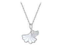 Belons Collier Ginkgo en argent sterling 925, Bijoux Argent avec pendentif en forme de feuille de ginkgo pour filles et femmes, standard