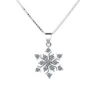 Belons Collier pour femme en argent sterling 925 avec pendentif flocon de neige et oxyde de zirconium, Argent sterling, Zircone cubique