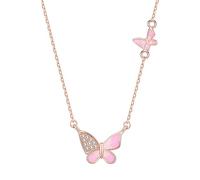 Belons Collier pour femme en argent sterling 925 avec pendentif papillon en émail et or rose avec pendentif pour filles et enfants