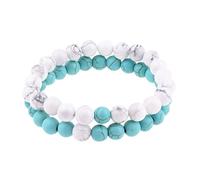 Belons Lot de 2 bracelets à perles en pierre d'énergie 8 mm pour homme et femme (blanc, bleu)