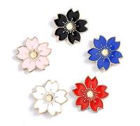 Belons Lot de 5 broches colorées en forme de cerisier en forme de fleurs en émail