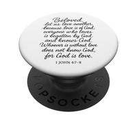 Beloved Let Us Love One Another 1 John 4 7 8 Verse biblique PopSockets PopGrip Adhésif