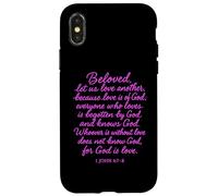 Beloved Let Us Love One Another 1 John 4:7 Verse Bible Pray Coque pour iPhone X/XS