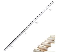 BelovedYard Main courante d'escalier en acier inoxydable brossé, Ø 4,2 cm, inoxydable et résistant aux intempéries, intérieur et extérieur, avec support, embouts et matériel de montage, longueur : 250