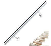 BelovedYard Main courante d'escalier en acier inoxydable brossé, Ø 4,2 cm, inoxydable et résistant aux intempéries, intérieur et extérieur, avec support, embouts et matériel de montage, longueur : 130