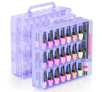 Beloving Lot de 2 organiseurs de vernis à ongles, portables pour 48 flacons de vernis à ongles transparents avec séparateur réglable, rangement double face pour vernis à ongles gel, étui de rangement