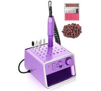 Beloving Perceuse à ongles électrique portable pour gel acrylique, poudre de trempage, kit de perceuse à ongles tout-en-un pour manucure, pédicure, ensemble d'ongles avec tout, violet
