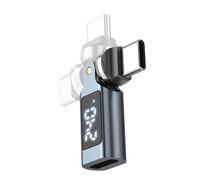 BELOWSYALER Adaptateur USB C à affichage numérique intelligent - Puissance 240 W - Charge rapide et transfert de données avec câble de charge rapide USB C rotatif à 180° à 360 degrés