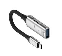 BELOWSYALER Adaptateurs USB C en aluminium - Port intégré et fente pour carte mémoire - Convertisseur tressé en nylon pour appareils électroniques - Hubs USB à plusieurs ports pour téléphone, tablette