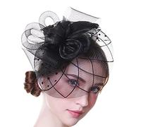 BELOWSYALER Bibi pour femme avec bandeau à plumes Derby Pilulier Chapeau Cocktail Tea Party Voile Chapeau en maille