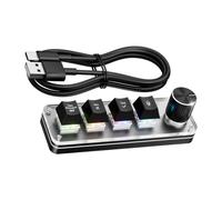 BELOWSYALER Bloc de commande programmable avec 4 boutons mécaniques | Connexion par câble de données, affectations de raccourcis personnalisées et commandes pour les commandes et actions