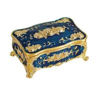 BELOWSYALER Boîte à bijoux avec finition brillante gravée florale avec construction en alliage et plusieurs compartiments de rangement pour collier pour femme