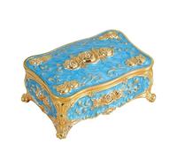 BELOWSYALER Boîte à bijoux avec finition brillante gravée florale avec construction en alliage et plusieurs compartiments de rangement pour collier pour femme