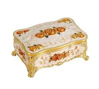 BELOWSYALER Boîte à bijoux avec finition brillante gravée florale avec construction en alliage et plusieurs compartiments de rangement pour collier pour femme