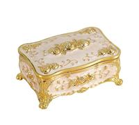 BELOWSYALER Boîte à bijoux avec finition brillante gravée florale avec construction en alliage et plusieurs compartiments de rangement pour collier pour femme