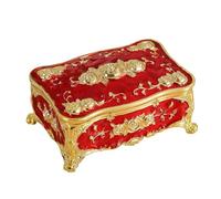 BELOWSYALER Boîte à bijoux avec finition brillante gravée florale avec construction en alliage et plusieurs compartiments de rangement pour collier pour femme