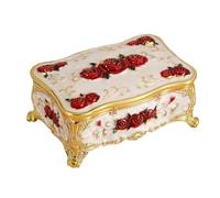 BELOWSYALER Boîte à bijoux avec finition brillante gravée florale avec construction en alliage et plusieurs compartiments de rangement pour collier pour femme