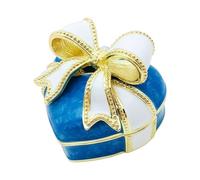 BELOWSYALER Boîte à bijoux émaillée en forme de cœur unique avec nœud papillon robuste et beau décor de maison délicat en alliage boîte à bijoux en métal émaillé
