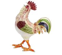 BELOWSYALER Boîte à bijoux en forme de coq ornée de cristaux pour décoration de table, bagues, boucles d'oreilles et bibelots, boîte à bijoux exquise en métal en forme de coq