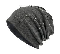 BELOWSYALER Casquette tendance avec fausses perles ornées - Confortable - En polyester - Chapeau d'hiver léger et décontracté pour diverses activités - Casquettes extensibles, gris foncé, taille