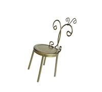 BELOWSYALER Chaise miniature à dossier en fer à l'échelle 1/12 - Design antique - En alliage - Meubles pour maisons de poupée - Affichage et collection