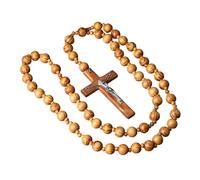 BELOWSYALER Chapelet sacré extra long en bois avec perles épaisses et croix pour méditations, espace de méditation, décoration d'intérieur catholique