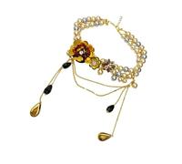 BELOWSYALER Collier élégant avec pendentif à franges en alliage et décorations en acrylique 33 cm de long - Bijou de fête, accessoire d'exposition d'art, One Size, Comme décrit, Comme décrit.