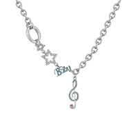 BELOWSYALER Collier ras du cou en forme d'étoile de musique Y2k - Accessoires de fête en acier - Cadeau pour femme - Grand pendentif pour femme