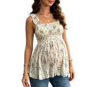 BELOWSYALER Débardeur de maternité en polyester léger à motif floral parfait pour les journées chaudes et tendance, blanc, L