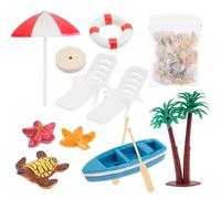 BELOWSYALER Ensemble de meubles miniatures pour maison de poupée avec parasol, coquillages, bateau - Échelle 1/12