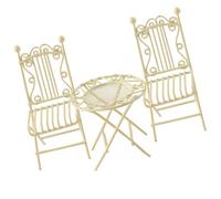 BELOWSYALER Ensemble table et chaise miniatures 3 en 1 en fer pour maisons de poupée 1/12 décorations, projets d'artisanat et accessoires de présentation de jardin
