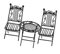 BELOWSYALER Ensemble table et chaise miniatures 3 en 1 en fer pour maisons de poupée 1/12 décorations, projets d'artisanat et accessoires de présentation de jardin