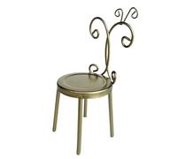 BELOWSYALER Fauteuil miniature en alliage à l'échelle 1/12 avec dossier, blanc et doré, meubles miniatures pour décoration de chambre d'enfant