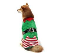 BELOWSYALER Gilet pour chien avec bord en zigzag rouge pour chiot de Noël et vêtements verts festifs pour chiots et costumes de Noël pour chiens à thème vert