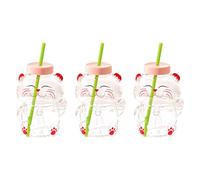 BELOWSYALER Gobelet en verre étanche avec paille intégrée en forme d'ours - Matériaux conviviaux - Idéal pour la maison, la salle de sport, l'école - Joint anti-fuite ergonomique