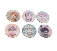 BELOWSYALER Jolis dessous de verre en bois fabriqués à la main avec motif de chats, empêchent les rayures sur la table