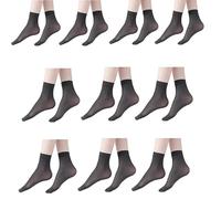 BELOWSYALER Lot de 10 paires de chaussettes hautes transparentes antidérapantes avec poignets élastiques en nylon léger résistant aux accrocs pour femme à porter au quotidien