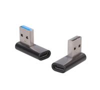 BELOWSYALER Lot de 2 adaptateurs USB 3.0 vers USB C coudé à 90 degrés pour ordinateur, tablette, accessoires mobiles, convertisseur USB mâle vers type C femelle
