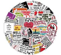 BELOWSYALER Lot de 50 autocollants amovibles pour divorce pour bouteille d'eau, scrapbooking, journal, étui de téléphone, ordinateur portable, personnalisation, anti-stress, pour adultes