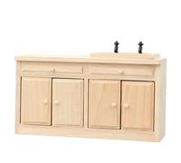 BELOWSYALER Meuble de cuisine 1/12 maisons de poupées avec porte/tiroir ouvrable en bois brut miniature pour scène réaliste Displa